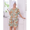 image:imageEkouaer Zip Up Robes for Women Short Knit Bathrobe with PocketsRed White Floral