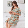 image:imageEkouaer Zip Up Robes for Women Short Knit Bathrobe with PocketsRed White Floral