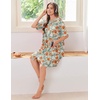 image:imageEkouaer Zip Up Robes for Women Short Knit Bathrobe with PocketsRed White Floral