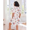 image:imageEkouaer Zip Up Robes for Women Short Knit Bathrobe with PocketsWhite Pink Flower