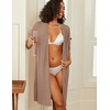 image:imageEkouaer Zipper Robes for Women 34 Sleeve Waffle Knit Bathrobe Lightweight Short Housecoat with Pockets Soft LoungewearKhaki