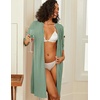 image:imageEkouaer Zipper Robes for Women 34 Sleeve Waffle Knit Bathrobe Lightweight Short Housecoat with Pockets Soft LoungewearMint Green