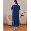image:imageEkouaer Zipper Robes for Women Short Sleeve Bathrobe with PocketsDark Blue