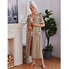 image:imageEkouaer Zipper Robes for Women Short Sleeve Bathrobe with PocketsKhaki