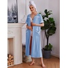image:imageEkouaer Zipper Robes for Women Short Sleeve Bathrobe with PocketsLight Blue