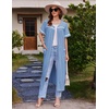 image:imageEkouaer Zipper Robes for Women Short Sleeve Bathrobe with PocketsLight Blue