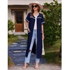 image:imageEkouaer Zipper Robes for Women Short Sleeve Bathrobe with PocketsNavy Blue