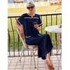 image:imageEkouaer Zipper Robes for Women Short Sleeve Bathrobe with PocketsNavy Blue