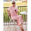 image:imageEkouaer Zipper Robes for Women Short Sleeve Bathrobe with PocketsPink