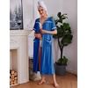 image:imageEkouaer Zipper Robes for Women Short Sleeve Bathrobe with PocketsSnorkel Blue