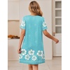 image:imageEkouaer Zipper Robes for Women Short Sleeve Housecoats Zip Up NightgownsBlue Floral