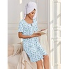 image:imageEkouaer Zipper Robes for Women Short Sleeve Housecoats Zip Up NightgownsFlower Light Blue
