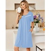 image:imageEkouaer Zipper Robes for Women Short Sleeve Housecoats Zip Up NightgownsLight Blue