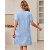 image:imageEkouaer Zipper Robes for Women Short Sleeve Housecoats Zip Up NightgownsLight Blue Floral