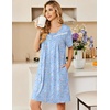 image:imageEkouaer Zipper Robes for Women Short Sleeve Housecoats Zip Up NightgownsLight Blue Floral
