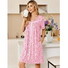 image:imageEkouaer Zipper Robes for Women Short Sleeve Housecoats Zip Up NightgownsPink Floral