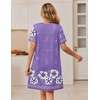 image:imageEkouaer Zipper Robes for Women Short Sleeve Housecoats Zip Up NightgownsPurple Floral