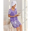 image:imageEkouaer Zipper Robes for Women Short Sleeve Housecoats Zip Up NightgownsPurple Floral