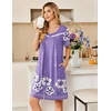 image:imageEkouaer Zipper Robes for Women Short Sleeve Housecoats Zip Up NightgownsPurple Floral