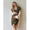 image:imageNursing Nightgown Short Sleeve Breasfeeding Birthing Gown Maternity DressArmy Green