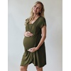 image:imageNursing Nightgown Short Sleeve Breasfeeding Birthing Gown Maternity DressArmy Green
