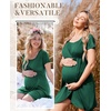 image:imageNursing Nightgown Short Sleeve Breasfeeding Birthing Gown Maternity DressDeep Green