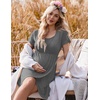 image:imageNursing Nightgown Short Sleeve Breasfeeding Birthing Gown Maternity DressGrey