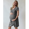 image:imageNursing Nightgown Short Sleeve Breasfeeding Birthing Gown Maternity DressGrey