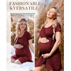 image:imageNursing Nightgown Short Sleeve Breasfeeding Birthing Gown Maternity DressWine Red