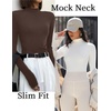 image:imageTurtleneck Tops for Women Long Sleeve Mock Neck Shirts Undershirts 3 PackBrownLight GrayWhite