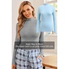 image:imageTurtleneck Tops for Women Long Sleeve Mock Neck Shirts Undershirts 3 PackBrownLight GrayWhite