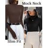 image:imageTurtleneck Tops for Women Long Sleeve Mock Neck Shirts Undershirts 3 PackKhakiBrownBlack