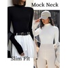 image:imageTurtleneck Tops for Women Long Sleeve Mock Neck Shirts Undershirts 3 PackLight KhakiWhiteBlack