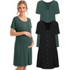 image:image2 Pack Labor and Delivery Gown 3 in 1 Maternity Nursing Hospital Nightgown2 Pcs  Black  Lake Green