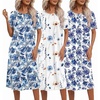 image:imageEkouaer 3 Pack Long Nightgowns for Women Ruffle House DressBranching Flowers  Flower Clusters  Hawaiian Flowers
