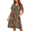 image:imageEkouaer House Dress for Women with Pockets Short Sleeve Nightgowns Moo MoosBrown Ethnic Floral