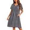 image:imageEkouaer House Dress for Women with Pockets Short Sleeve Nightgowns Moo MoosMid Grey