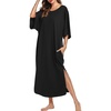 image:imageEkouaer Long Nightgowns for Women Short Sleeve Night Gowns with PocketsBlack