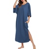 image:imageEkouaer Long Nightgowns for Women Short Sleeve Night Gowns with PocketsBlue