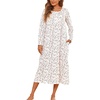 image:imageEkouaer Long Sleeve Nightgowns for Women Sleep Shirt Henley Sleep DressPink Flowers