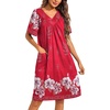 image:imageEkouaer Moo Moos for Women Floral Print House Dress with Pockets NightgownRed