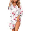 image:imageEkouaer Nightgowns for Women 34 Sleeve Nightgown Pleated SleepshirtsFloral Rose White