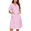 image:imageEkouaer Nightgowns for Women House Dress with Pockets Snap Front House CoatPink Striped
