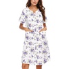 image:imageEkouaer Nightgowns for Women House Dress with Pockets Snap Front House CoatWhite Purple Florals