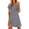image:imageEkouaer Nightgowns for Women Short Sleeve Night Gown Comfy Sleep ShirtAmedium Gray