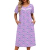 image:imageEkouaer Nightgowns for Women with Pockets Short Sleeve Henley SleepshirtsPurple Floral