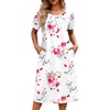 image:imageEkouaer Nightgowns for Women with Pockets Short Sleeve Henley SleepshirtsRed Rose