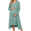 image:imageEkouaer Nursing Gown and Robe Set Labor Delivery Nightgown Hospital DressCeladon Green