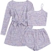 image:imageEkouaer Pajamas for Women Set 3 Piece Soft Waffle Knit Loungewear OutfitPurple Tie Dye