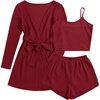 image:imageEkouaer Pajamas for Women Set 3 Piece Soft Waffle Knit Loungewear OutfitWine Red